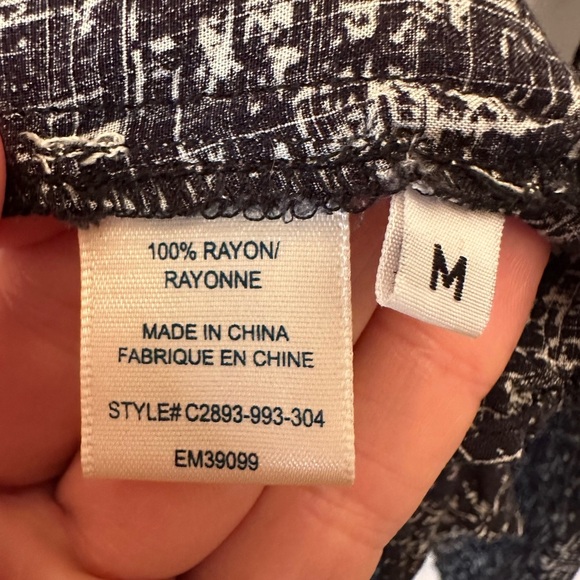 CLOTH & STONE Size M Black White Splatter Crosshatch Print Collared Button Down - Picture 3 of 8